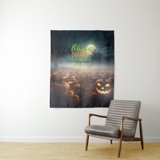 Tenture Patch Citrouille d'Halloween effrayant (En situation)