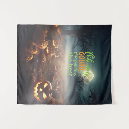 Tenture Patch Citrouille d'Halloween effrayant (Devant (Horizontal))