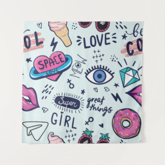 Tenture Patch de mode : Stickers Pop Art.