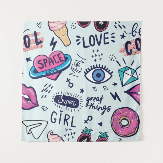 Tenture Patch de mode : Stickers Pop Art. (Devant)