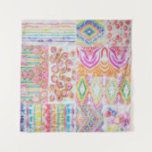 Tenture patchwork Abstrait, motif de teinture à l'aquarell (Devant (Horizontal))