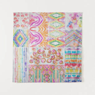 Tenture patchwork Abstrait, motif de teinture à l'aquarell
