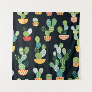 Tenture Patchwork Cactus Plantes Motif sans couture