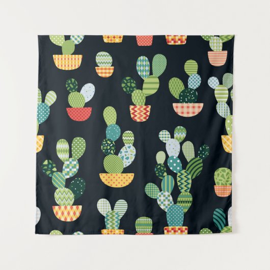 Tenture Patchwork Cactus Plantes Motif sans couture (Devant)