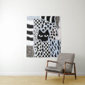 Tenture Patchwork Chic Chat Noir Suspect Gingham & Carreau (En situation)