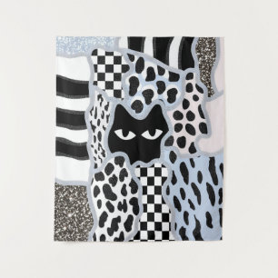 Tenture Patchwork Chic Chat Noir Suspect Gingham & Carreau