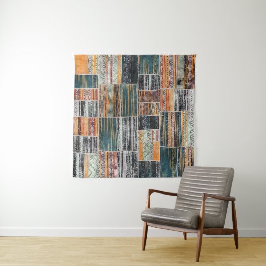 Tenture Patchwork collage mixage, surface composée motif i (En situation (horizontale))