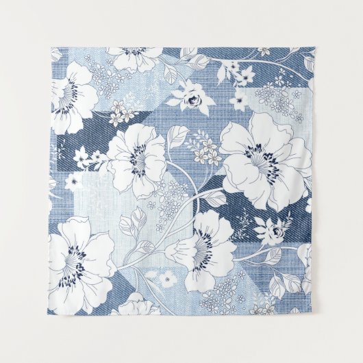 Tenture patchwork de denim transparent sur fleur (Devant (Horizontal))