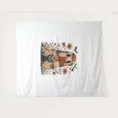 Tenture Patchwork Halloween Fantôme et chat, Retro Éffraya (Devant (Horizontal))