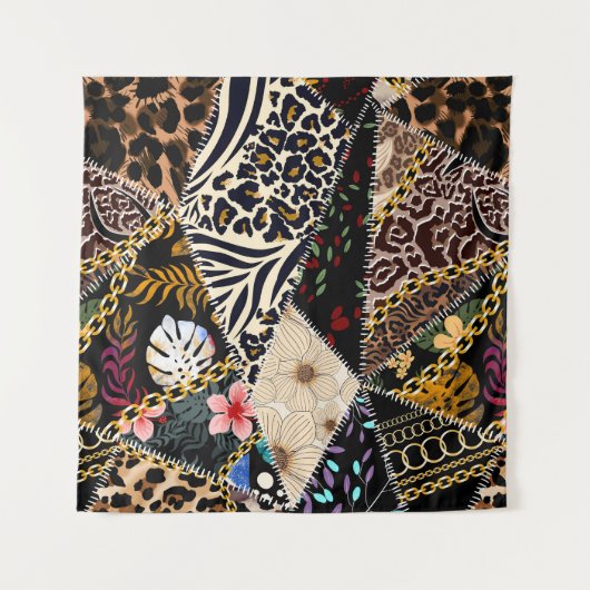 Tenture Patchwork Leopard : Ethnic Lining Design. (Devant (Horizontal))