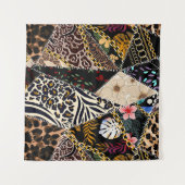 Tenture Patchwork Leopard : Ethnic Lining Design. (Devant)
