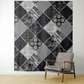 Tenture Patchwork monochrom noir gris blanc patchwork qui (En situation)