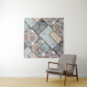 Tenture Patchwork quilt céramique cercles mandala pâte