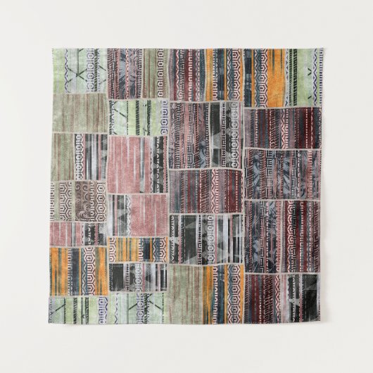 Tenture Patchwork Quilt Collage Impression transparente. (Devant (Horizontal))