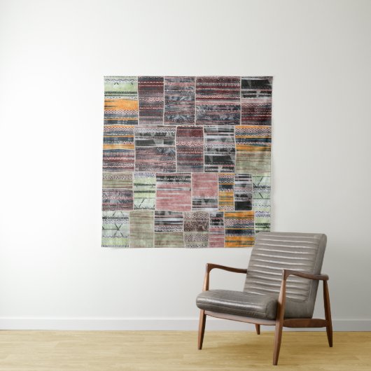 Tenture Patchwork Quilt Collage Impression transparente. (En situation)