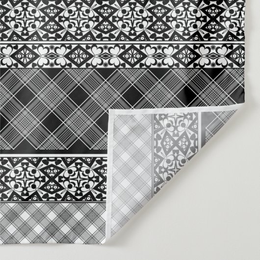 Tenture Patchwork rayé noir et blanc avec dentelle (Détail)