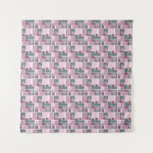 Tenture Patchwork rose gris marron de carrés (Devant)