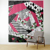 Tenture patchwork rouge, populaire, patchwork lancer oreil (En situation)