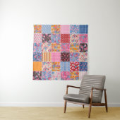 Tenture Patchwork sans couture, motif en tissu mignon. (En situation (horizontale))