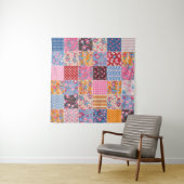 Tenture Patchwork sans couture, motif en tissu mignon. (En situation)