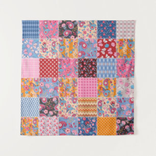 Tenture Patchwork sans couture, motif en tissu mignon.