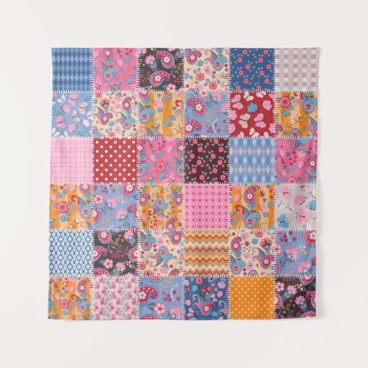 Tenture Patchwork sans couture, motif en tissu mignon. (Devant)
