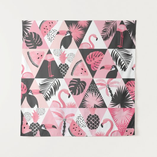 Tenture Patchwork Tropical : Flamant rose Watermelon Seaml (Devant)