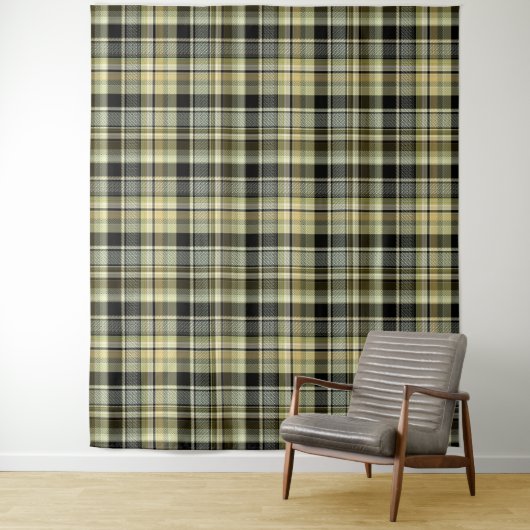 Tenture Pâte de tartan jaune-brun. (En situation)