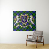 Tenture Paterson Clan Badge & Unicorns avec Tartan (En situation (horizontale))