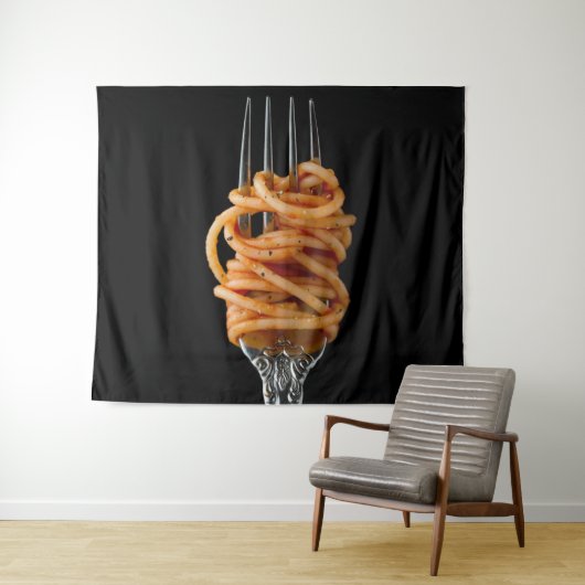 Tenture Pâtes filées sur une Fourche, Spaghetti alimentair (En situation (horizontale))