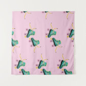 Tenture Patins à rouleaux rétrogrades : motif rose. (Devant (Horizontal))