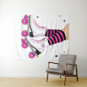 Tenture Patins à roulettes rose et noir (En situation (horizontale))