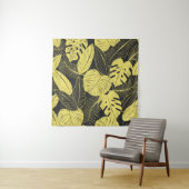Tenture Patte Tropicale Noir Jaune Deux Tons (En situation)