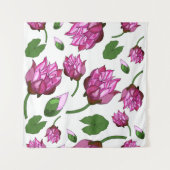 Tenture Pattern with lotuses and leaves on a white backgro (Devant)