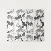 Tenture Patters de Stylish Black et White Jungle Animals (Devant (Horizontal))