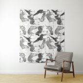 Tenture Patters de Stylish Black et White Jungle Animals (En situation)