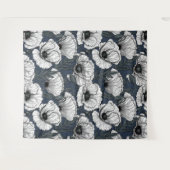 Tenture Pavot blanc sur la marine (Devant (Horizontal))