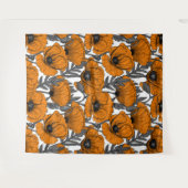 Tenture Pavot orange sur blanc (Devant (Horizontal))