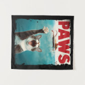 Tenture PAWS Cat Kitty Parodie De L'Affiche De Film Jaws (Devant (Horizontal))