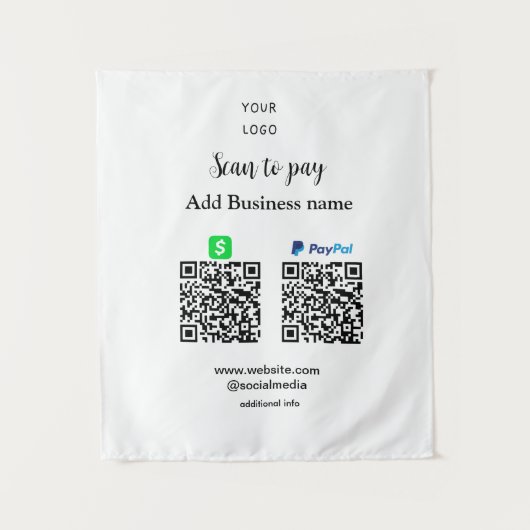 Tenture Paypal Cashapp numérisation pour payer QR ajouter  (Devant)