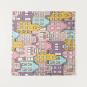 Tenture Pays-Bas maisons ensemble main dessiné sans coutur (Devant (Horizontal))