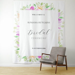 Tenture Pays romantique Aquarelle Florale Peinte à la main