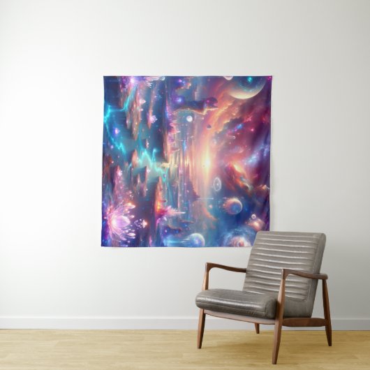 Tenture Paysage Alien éthéré avec cristaux flottants (En situation (horizontale))