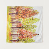 Tenture Paysage aquarelle avec arbres d'automne (Devant (Horizontal))