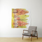 Tenture Paysage aquarelle avec arbres d'automne (En situation (horizontale))