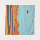 Tenture paysage avec vallée déserte, montagnes, sombre w (Devant (Horizontal))