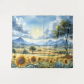 Tenture Paysage de l'aquarelle des tournesols (Devant (Horizontal))