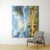 Tenture Paysage de l'aquarelle des tournesols (En situation)