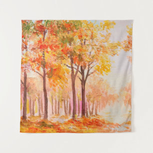 Tenture Paysage de peinture à l'huile - forêt d'automne co