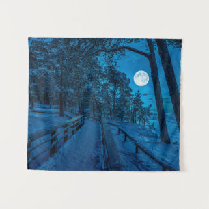 Tenture Paysage d'hiver avec pinède enneigée